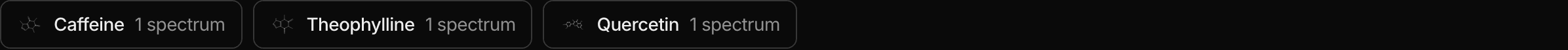 The curated example picker: a row of named example datasets, each with a one-line description of what it contains.